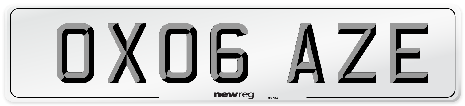 OX06 AZE Number Plate from New Reg